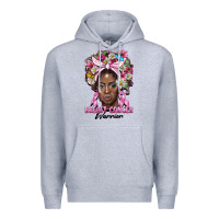 Heather Grey breast cancer warrior black woman Premium Hoodie - BarkalooDesign