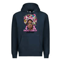 Navy breast cancer warrior black woman Premium Hoodie - BarkalooDesign