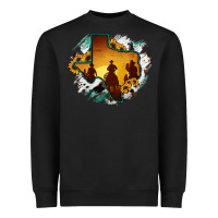 Black Horsehide Texas Map Cowboys Flag Heavyweight Sweatshirt - RanaPortraitStore