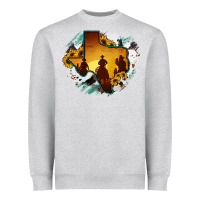 Heather Grey Horsehide Texas Map Cowboys Flag Heavyweight Sweatshirt - RanaPortraitStore