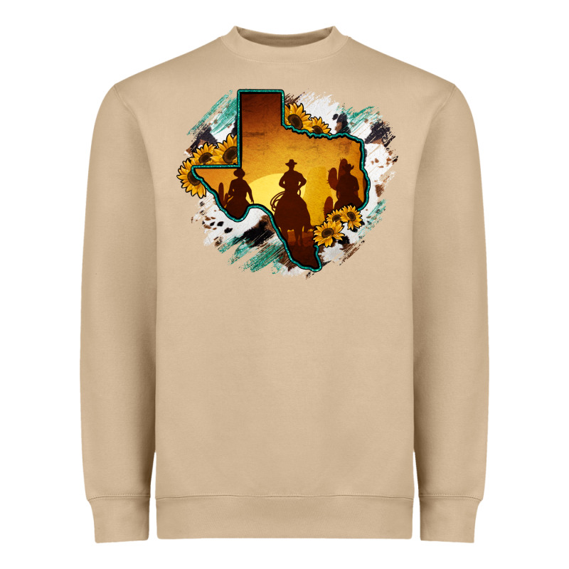 Horsehide Texas Map Cowboys Flag Heavyweight Sweatshirt by RanaPortraitStore | Teevron