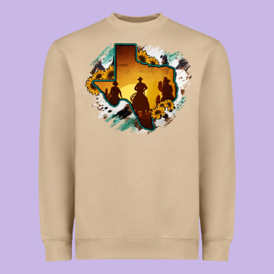 Horsehide Texas Map Cowboys Flag Heavyweight Sweatshirt Designed By Ranaportraitstore
