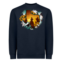 Navy Horsehide Texas Map Cowboys Flag Heavyweight Sweatshirt - RanaPortraitStore