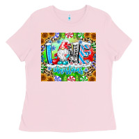 Bubblegum Pink Love Christmas gnome Ladies Tee - CowhideDigitalArt