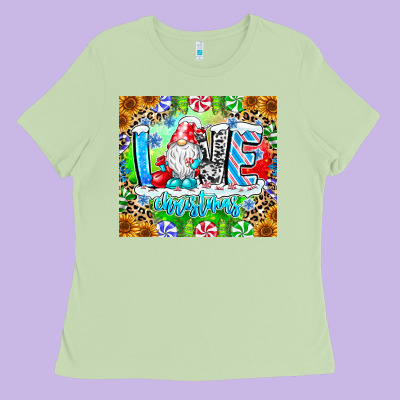 Love Christmas Gnome Ladies Tee Designed By Cowhidedigitalart