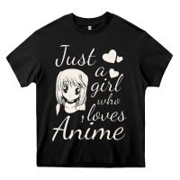 Black just a girl who loves anime Heavy Core Tee - DesigneFamous