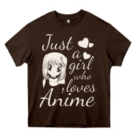 Chocolate Brown just a girl who loves anime Heavy Core Tee - DesigneFamous