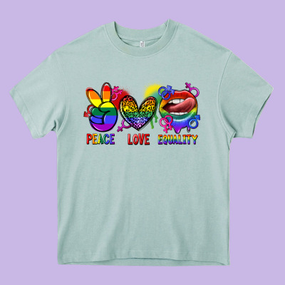 Peace Love Equality Heavy Core Tee Designed By Fadigitalartstudio