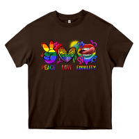 Chocolate Brown Peace love equality Heavy Core Tee - FaDigitalArtStudio