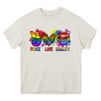 Cream Peace love equality Heavy Core Tee - FaDigitalArtStudio