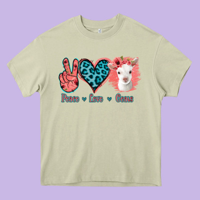 Peace Love Goats Heavy Core Tee Designed By Jasminsmagicworld