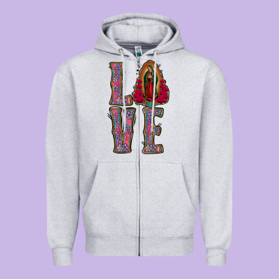 Love Lady Of Guadalupe Zipper Hoodie Designed By Jasminsmagicworld