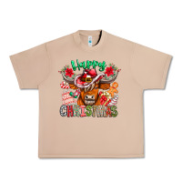 Burro Happy Christmas Cow Urban Heavy Tee - CowhideDigitalArt