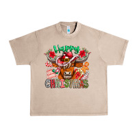 French Oak Happy Christmas Cow Urban Heavy Tee - CowhideDigitalArt