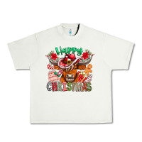 Pistachio Happy Christmas Cow Urban Heavy Tee - CowhideDigitalArt