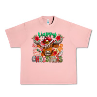 Salmon Happy Christmas Cow Urban Heavy Tee - CowhideDigitalArt