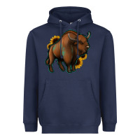 Navy Western  Bison Heavyweight Hoodie - Jasminsmagicworld