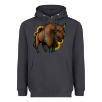 Smoke Western  Bison Heavyweight Hoodie - Jasminsmagicworld