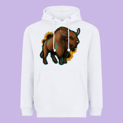 Western  Bison Heavyweight Hoodie Designed By Jasminsmagicworld