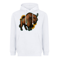 White Western  Bison Heavyweight Hoodie - Jasminsmagicworld