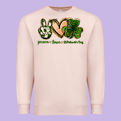 Peace Love St.patrick's Day Premium Sweatshirt Designed By Jasminsmagicworld