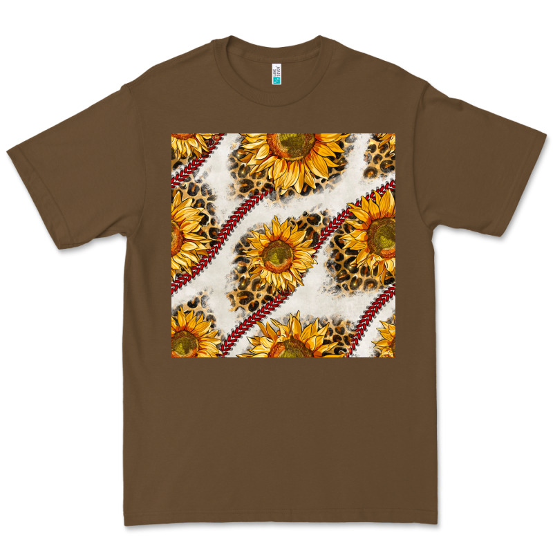 Baseball Sunflowers And Leopard Seamless Pattern Premium Tee by BundleAndBundleShop | Teevron