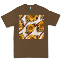 Cacao baseball sunflowers and leopard seamless pattern Premium Tee - BundleAndBundleShop