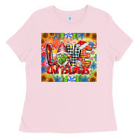 Bubblegum Pink Love Christmas gnome Ladies Tee - CowhideDigitalArt