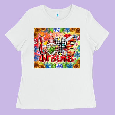 Love Christmas Gnome Ladies Tee Designed By Cowhidedigitalart