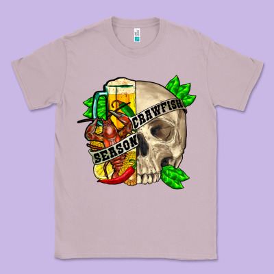 Skull Crawfish Season Classic Tee Designed By Fadigitalartstudio