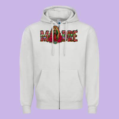 Madre Floral Aztec Leopard Zipper Hoodie Designed By Jasminsmagicworld