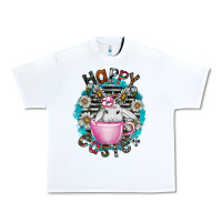 White Happy Easter Urban Heavy Tee - CowhideDigitalArt