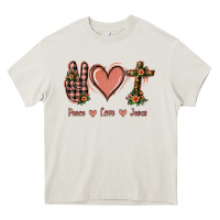Cream Peace Love Jesus Heavy Core Tee - Jasminsmagicworld