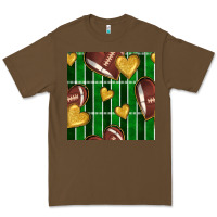 Cacao american football field and hearts seamless pattern Premium Tee - BundleAndBundleShop