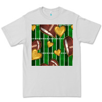 Dove Grey american football field and hearts seamless pattern Premium Tee - BundleAndBundleShop