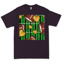 Plum american football field and hearts seamless pattern Premium Tee - BundleAndBundleShop