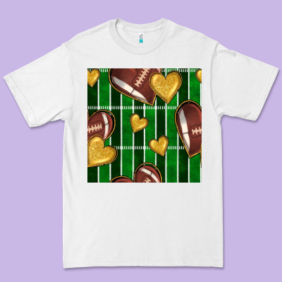 American Football Field And Hearts Seamless Pattern Premium Tee Designed By Bundleandbundleshop
