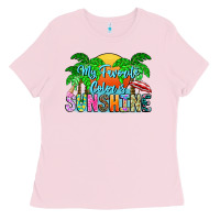 Bubblegum Pink My Favorite Coloris Sunshine Ladies Tee - CowhideDigitalArt
