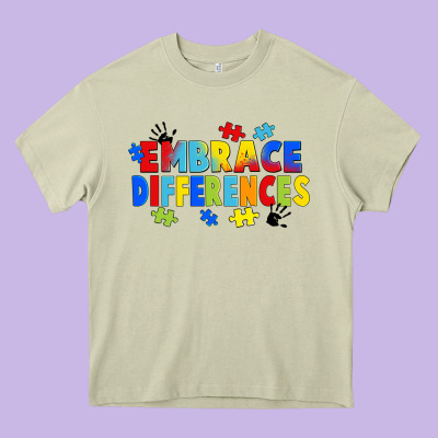 Embrace Differences Heavy Core Tee Designed By Fadigitalartstudio