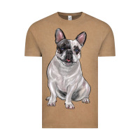 Vintage Coffee white black french bulldog Vintage Tee - LillyAllenDesigns