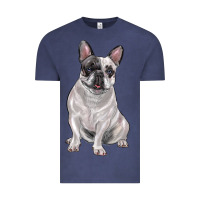 Vintage Denim white black french bulldog Vintage Tee - LillyAllenDesigns