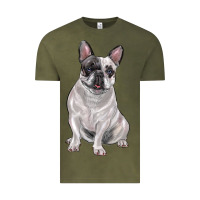 Vintage Olive white black french bulldog Vintage Tee - LillyAllenDesigns
