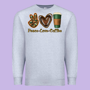 Peace Love Coffee Premium Sweatshirt Designed By Jasminsmagicworld
