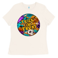 Bone Trick Or Treat Hallowen Round Ladies Tee - LillyAllenDesigns