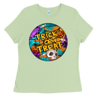 Matcha Trick Or Treat Hallowen Round Ladies Tee - LillyAllenDesigns