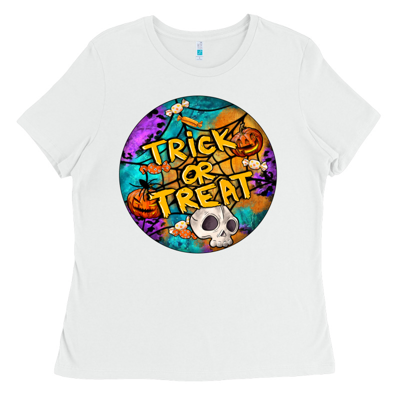 Trick Or Treat Hallowen Round Ladies Tee by LillyAllenDesigns | Teevron