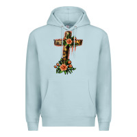 Blue Mist Flower Cross Premium Hoodie - Jasminsmagicworld