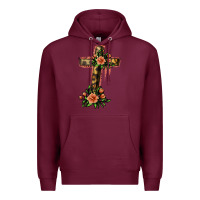 Burgundy Flower Cross Premium Hoodie - Jasminsmagicworld