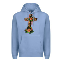 Colony Blue Flower Cross Premium Hoodie - Jasminsmagicworld