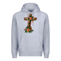 Heather Grey Flower Cross Premium Hoodie - Jasminsmagicworld